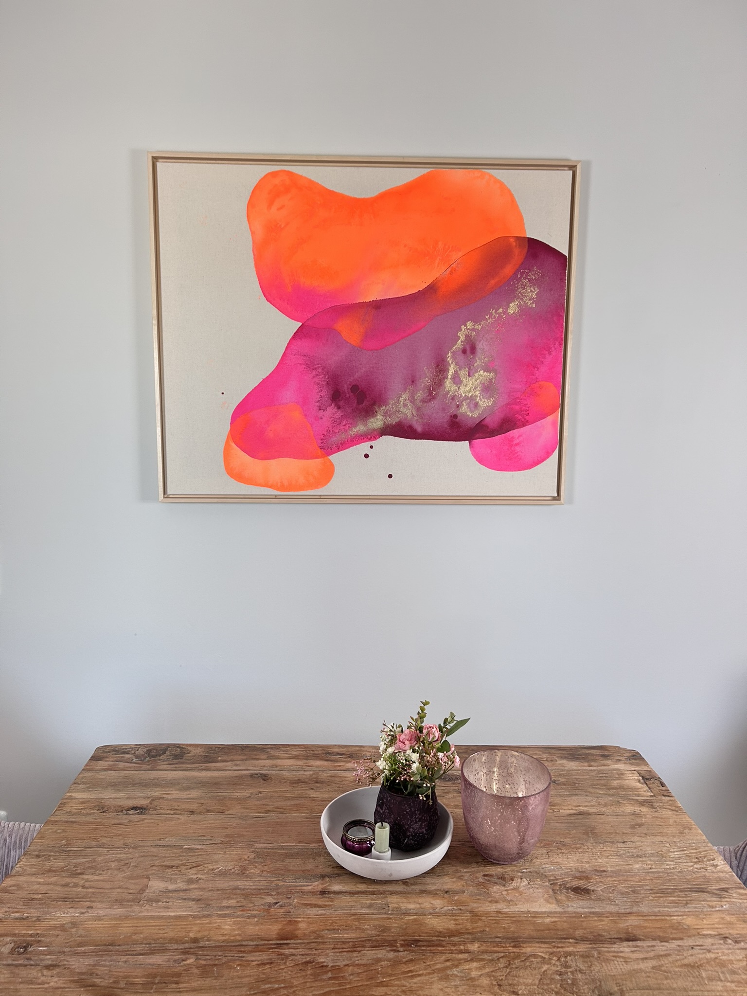 Stille Bewegung, 2026, Acryl und Gold auf roher Baumwollleinwand, Ansicht 3